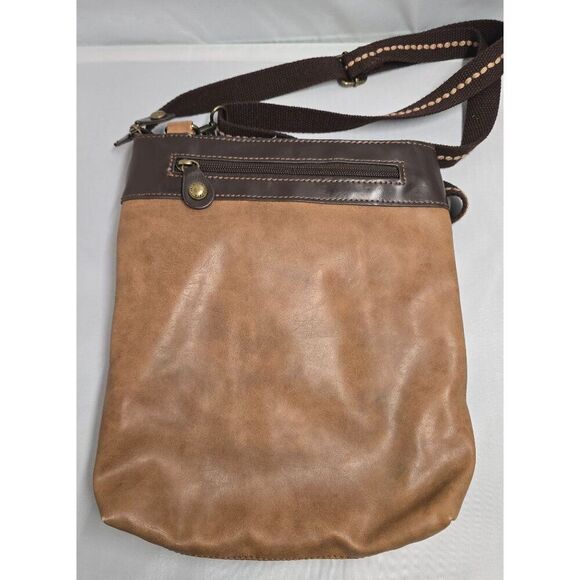 Chala Brown Faux Leather Crossbody Bag With Fox Charm & Zippered Pockets boho - Picture 2 of 12